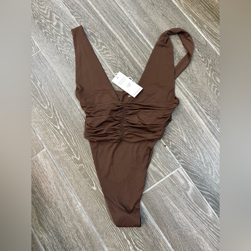 Riot Swim Brown Ruched One-Piece Swimsuit